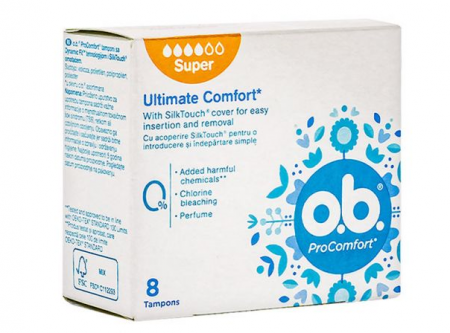 Tampoane si absorbante - Tampoan Pro Comfort Super, O.B., 8 bucati, Alb