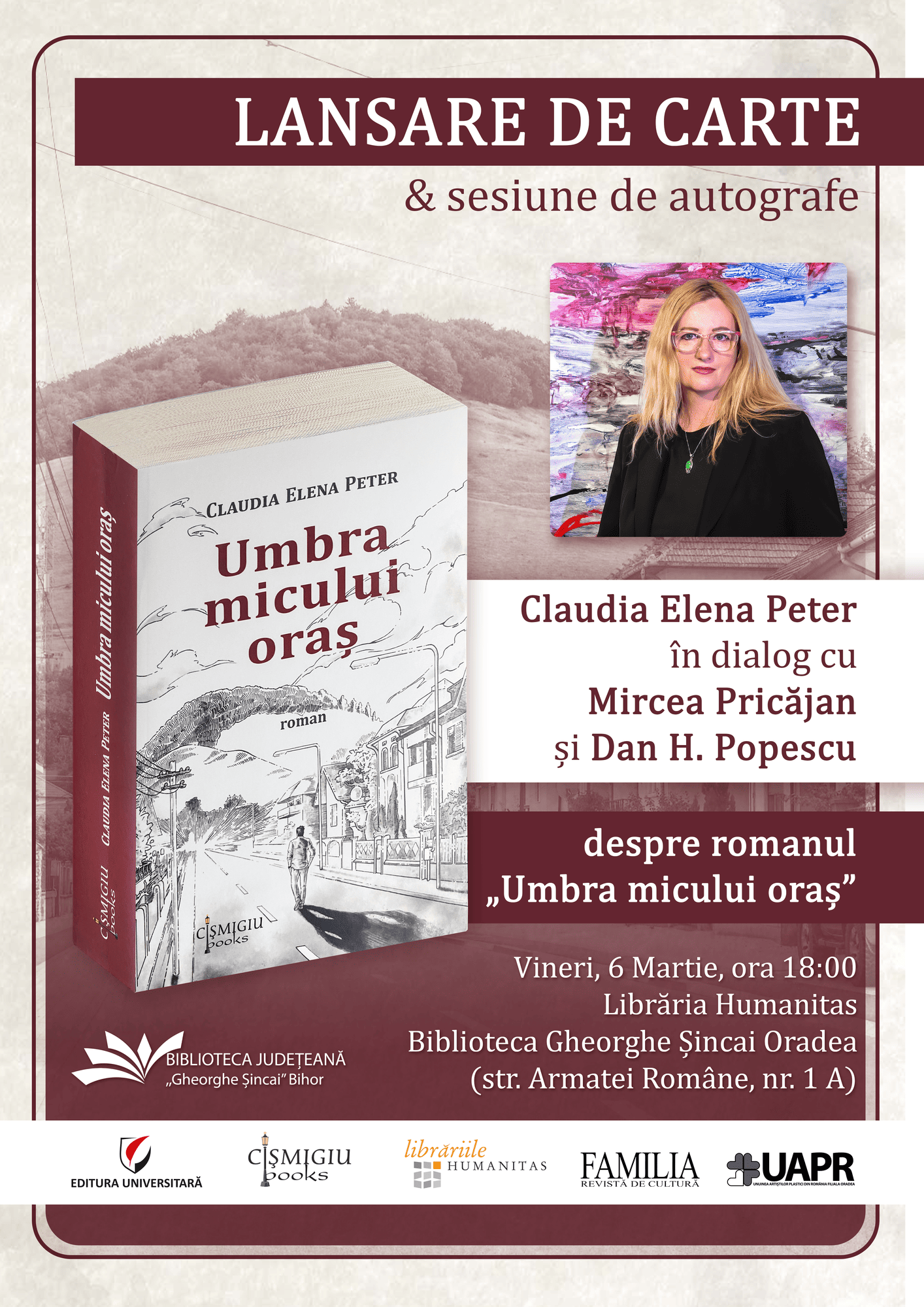 Lansare de carte - Umbra micului oraș - Claudia Elena Peter