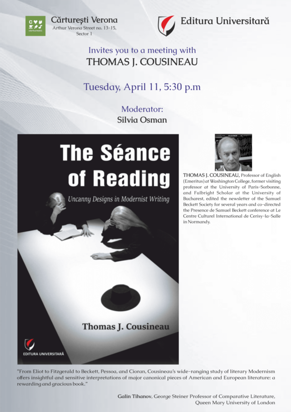 Lansare de carte - The Séance of Reading. Uncanny designs in modernist writing