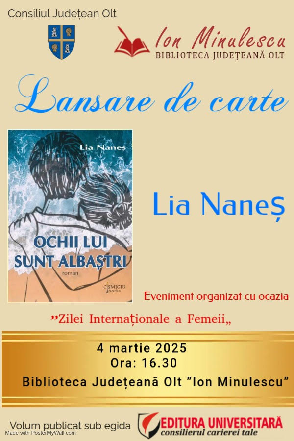 Lansare de carte - Ochii lui sunt albaștri - Lia Naneș