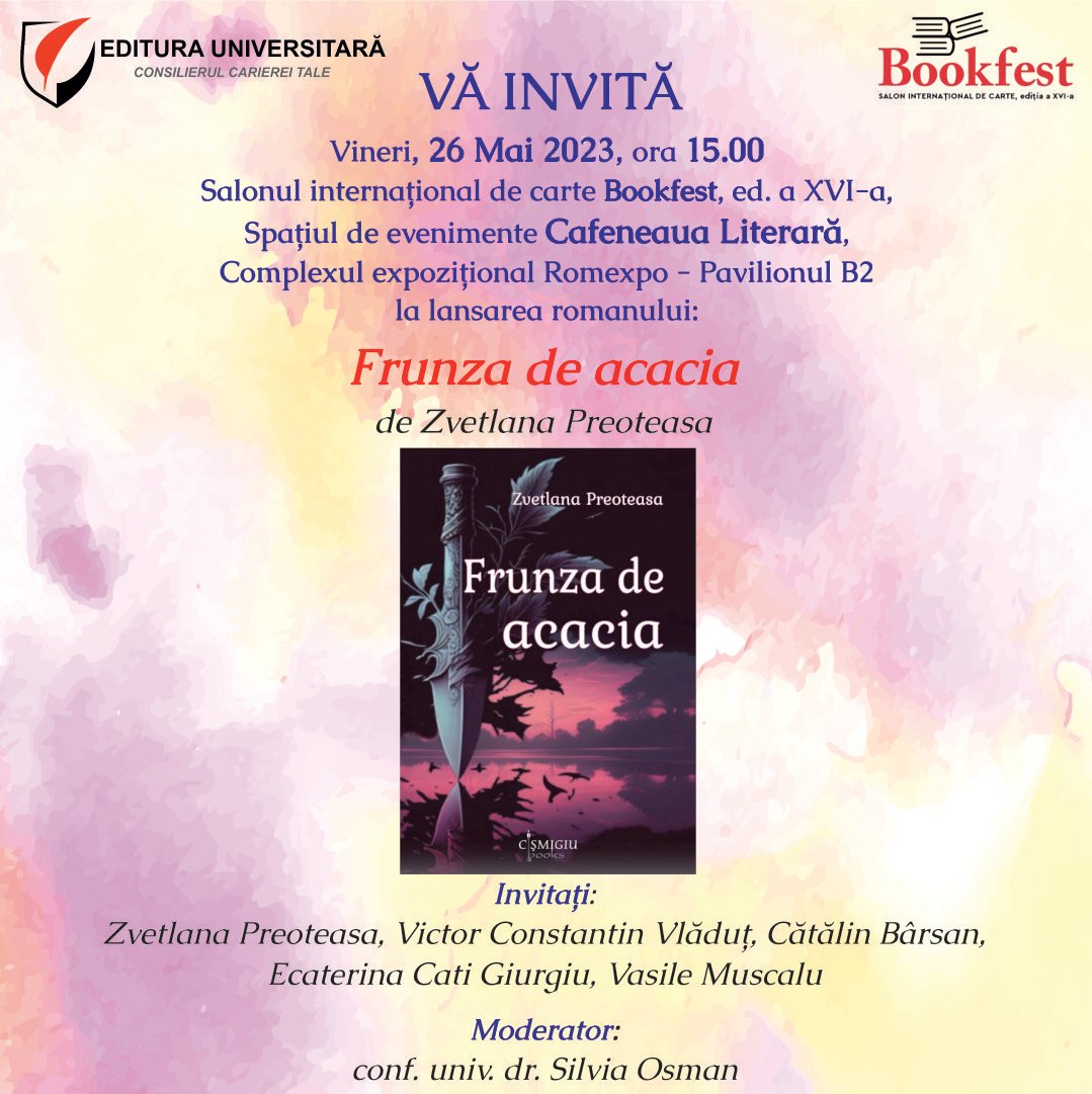 Lansare de carte la Bookfest  2023: Frunza de acacia de Zvetlana Preoteasa