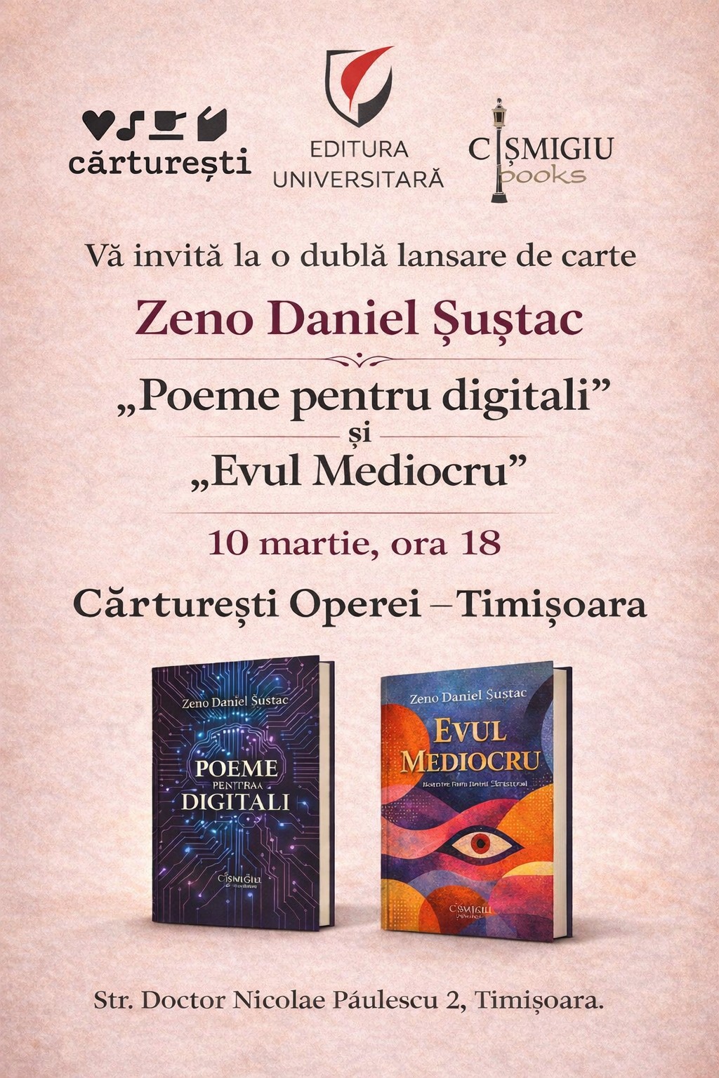 Dublă lansare de carte - Zeno Daniel Șuștac