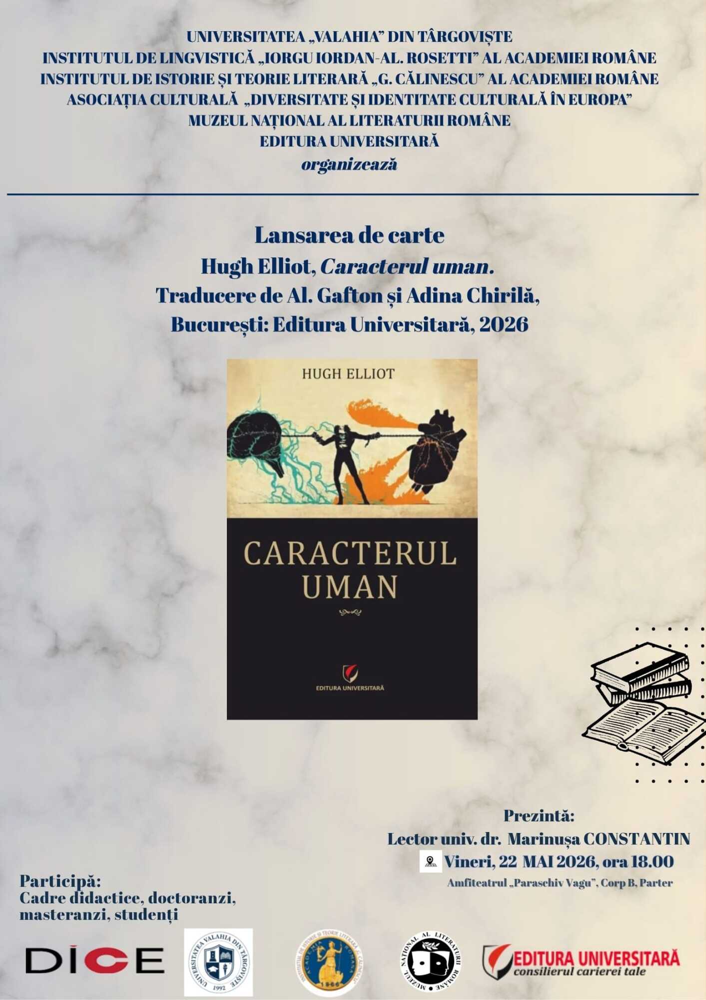 Lansare de carte - Caracterul uman - Hugh Elliot