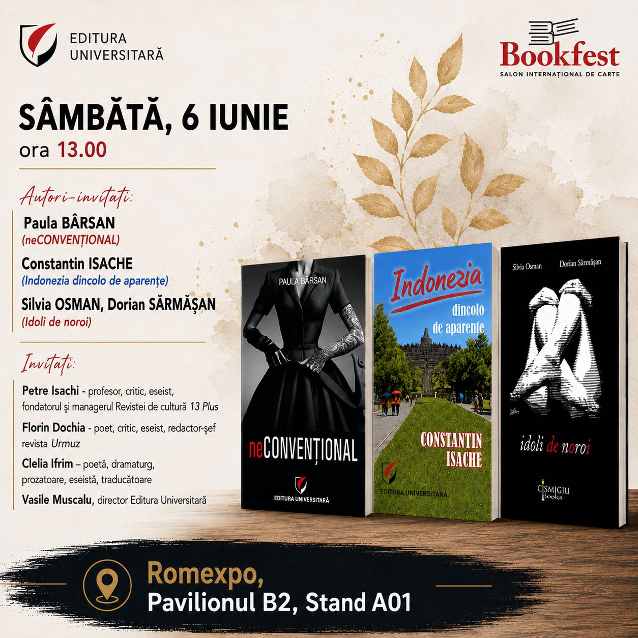 Bookfest 2026 - Lansare de carte - Sâmbătă, 6 iunie 2026