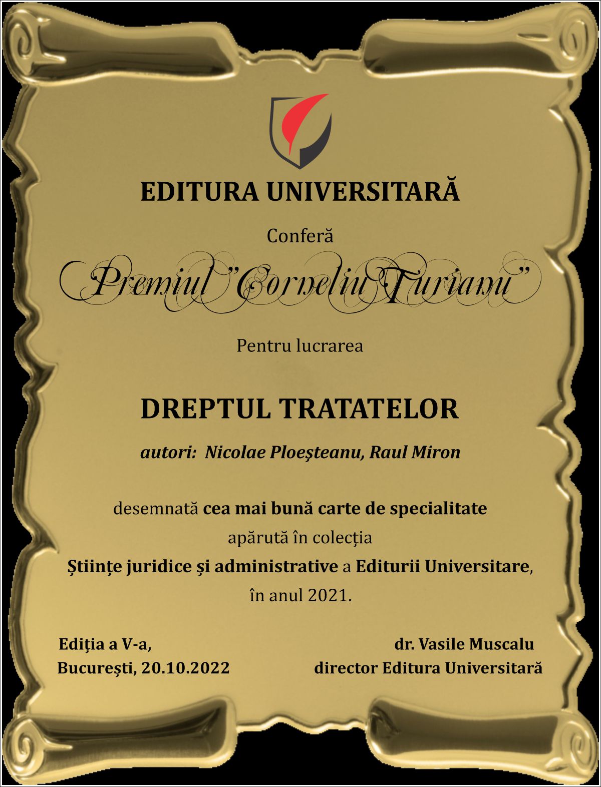 Decernarea Premiului Corneliu Turianu, editia a V-a