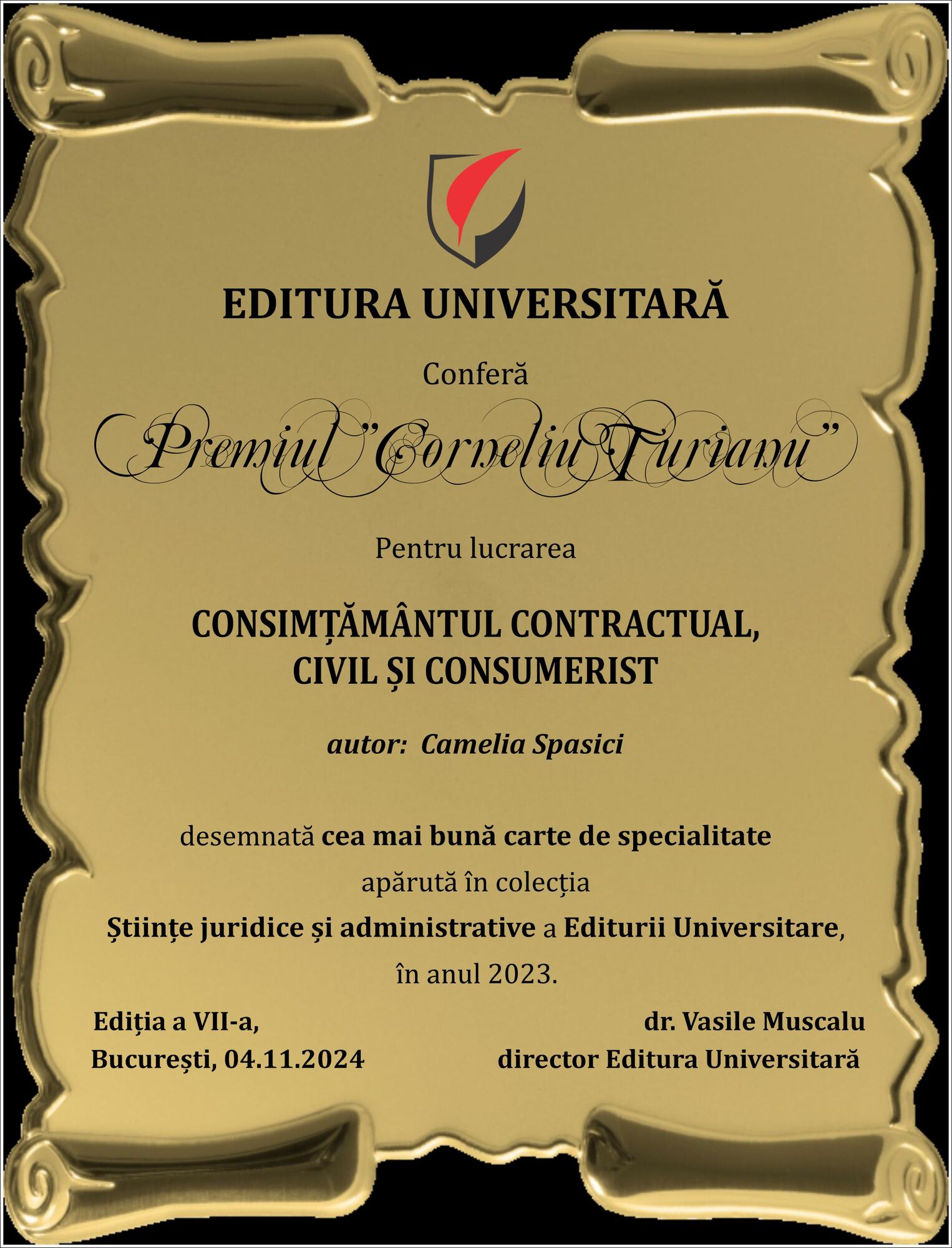 Decernarea Premiului ”Corneliu Turianu”, editia a VII-a