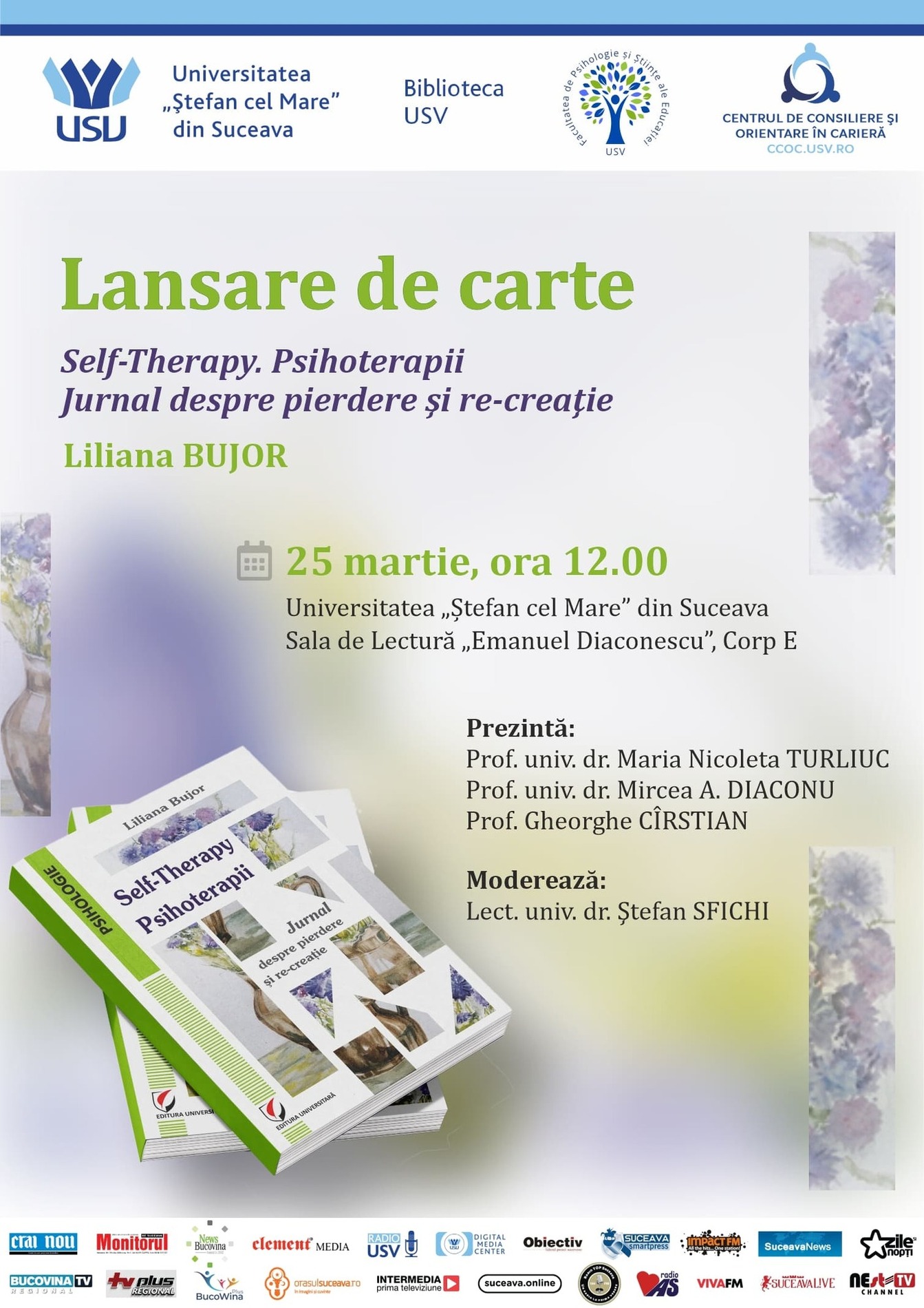 Lansare de carte - Self-Therapy. Psihoterapii. Jurnal despre pierdere şi re-creaţie - Liliana Bujor