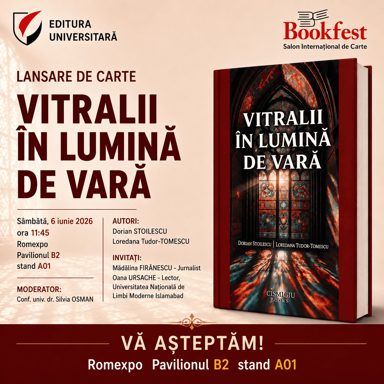 Bookfest 2026 - Lansare de carte - Vitralii în lumină de vară - Sâmbătă, 6 iunie 2026