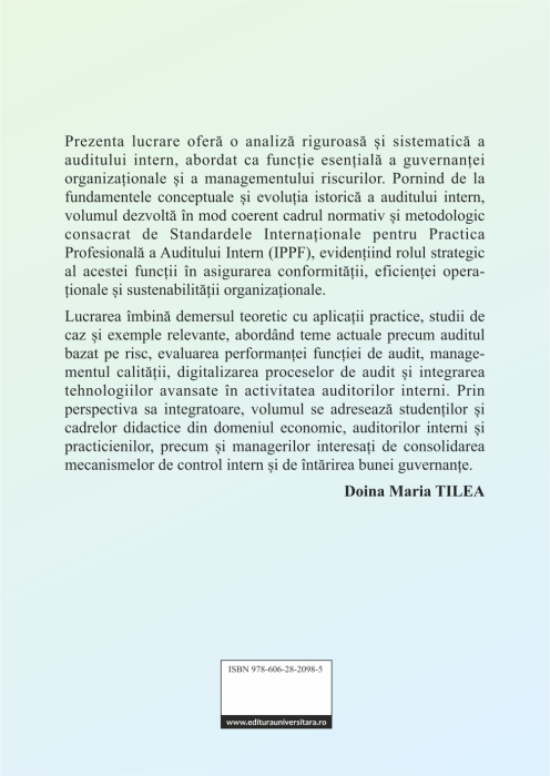 Internal Audit in Contemporary Organizations. Fundamentals, Processes and Multisectoral Applications [2]