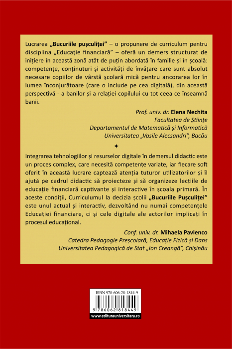 Bucuriile pusculitei. Curriculum la decizia scolii pentru anul I şi II de studiu. Optional de educatie financiara bazat pe resurse digitale - invatamant primar [2]