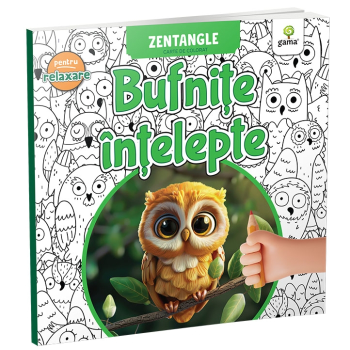 Bufnite intelepte. Zentangle carte de colorat [1]