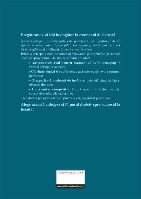 Compendiu de teste grilă pentru examenul de licenţă la specializarea "Economia comerţului, turismului şi serviciilor" [2]