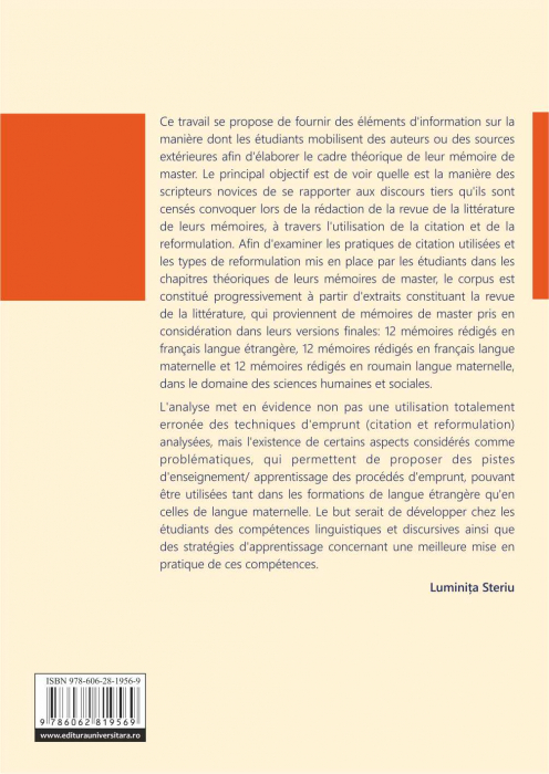 Les modes d’articulation entre discours d’autrui et discours propre dans l’écriture du mémoire de master [2]