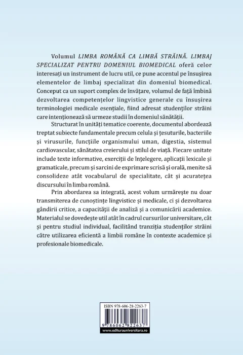 Romanian as a foreign language. Specialized language for the biomedical field [2]