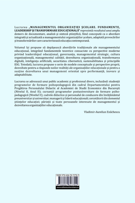 Managementul organizaţiei şcolare, Fundamente, leadership şi transformare educaţională [2]
