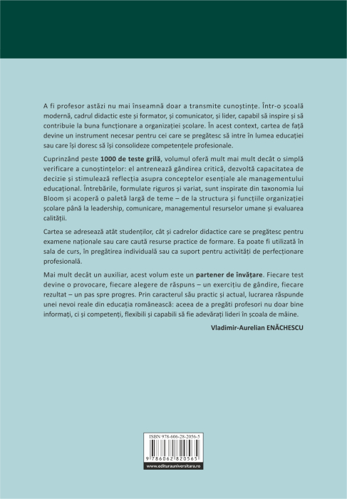 Managementul organizaţiei şcolare. Teste grilă pentru evaluarea şi formarea competenţelor didactice [2]