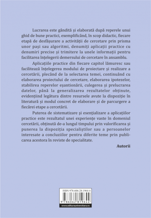 Metodologia cercetării psihologice. Aplicaţii practice şi cadre conceptuale privind desfăşurarea cercetării cantitative [2]