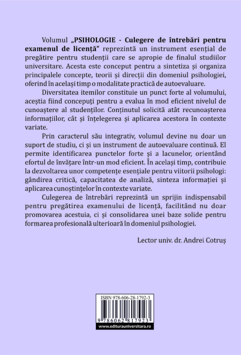 Psychology. Collection of questions for the bachelor's exam [2]