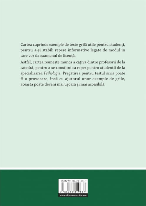 Psihologie. Teste grilă pentru licenţă [2]