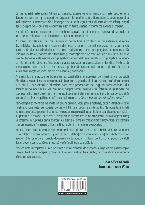 Existential psychotherapy. Integrative approach for psychotherapists and social workers [2]