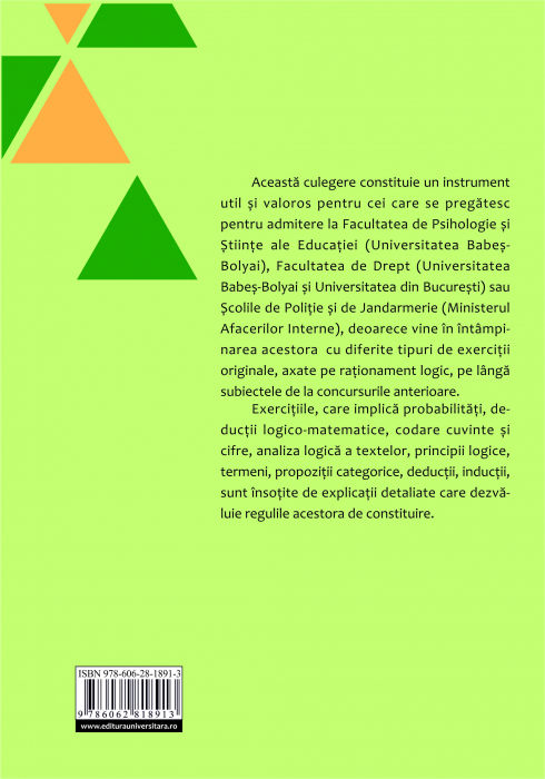 Logical reasoning. Model exercises with answers and explanations. Admission to Psychology, Law, Police and Gendarmerie Schools, second edition [2]