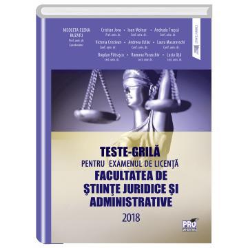 Law - Grid tests for the bachelor's exam for the Faculty of Legal and Administrative Sciences 2018 - Nicoleta-Elena Buzatu, Cristian Jora, Ioan Molnar, Andrada Mihaela Trusca, Victoria Cristiean, Andreea Si