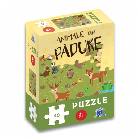 Timp liber - Animale din padure. Puzzle. 40 de piese