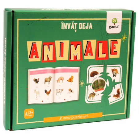 Auxiliare didactice - Invat deja animale. 8 mini puzzle-uri
