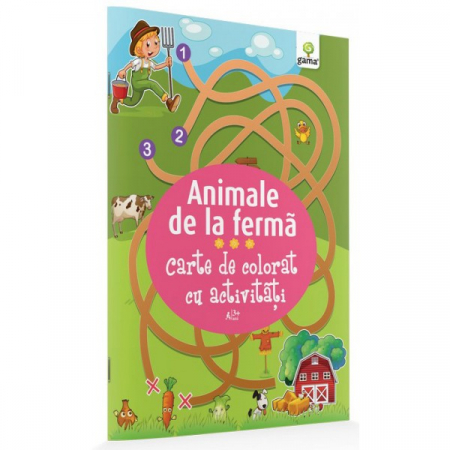 Books for children - Farm animals. Coloring book with activities
