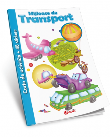 Cărți pentru copii - Carte de activitati + 48 stickere. Mijloace de transport