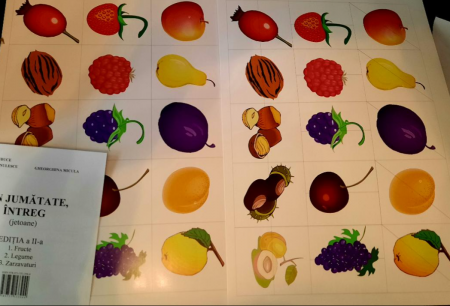 Auxiliare didactice - Din jumatate, intreg. Fructe, legume, zarzavaturi. 90 de jetoane mari si jumatati ale acestora, pentru a construi intregul - Viorica Tuduce, Elena Vinulescu, Gheorghina Micula