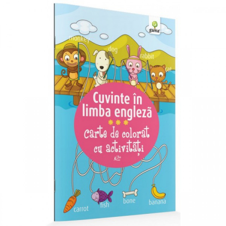 Books for children - English words. Coloring book with activities