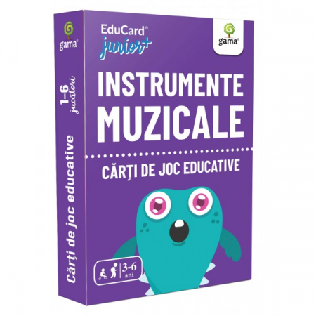 Cărți pentru copii - Instrumente muzicale. EduCard junior +. Carti de joc educative 3-6 ani