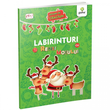 Books for children - Labyrinths with Santa's reindeer. Christmas games 4-7 years