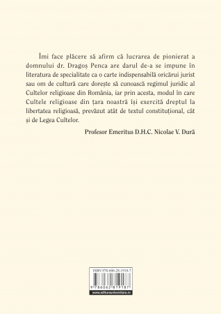 Freedom of conscience and freedom of religion. The legal regime of religious organizations in Romania. Legal norms, jurisprudence, considerations and evaluations [1]