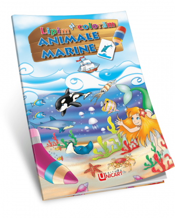 Cărți pentru copii - Lipim si coloram. Animale marine - C. Hariet