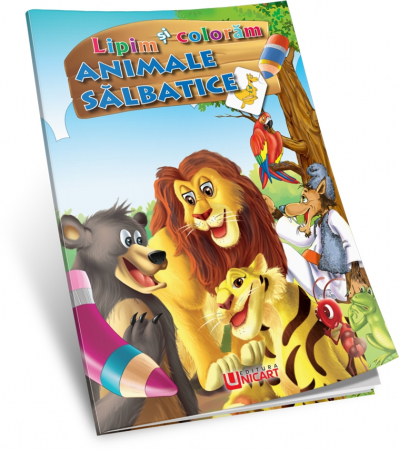 Cărți pentru copii - Lipim si coloram. Animale salbatice - Valentin Cristescu