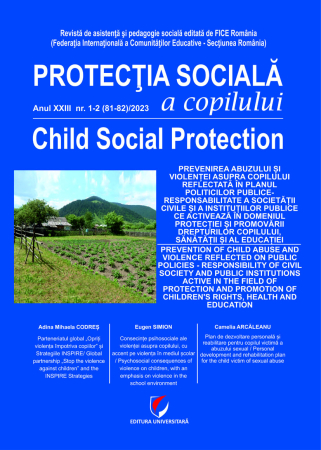 Scientific journals - Child social protection review, Year XXIII, no 1-2 (81-82)/2023