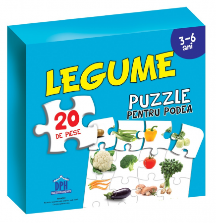 Cărți pentru copii - Legume. Puzzle pentru podea. 20 de piese. 3-6 ani