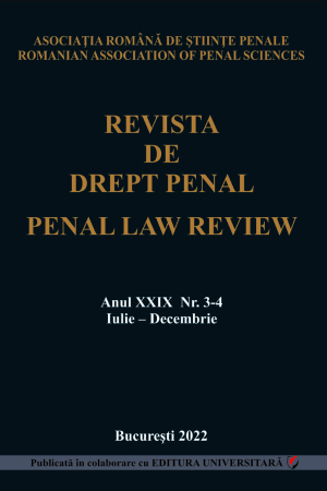 Scientific journals - Penal Law Review, vol. XXIX, Issue 3-4, July-December 2022