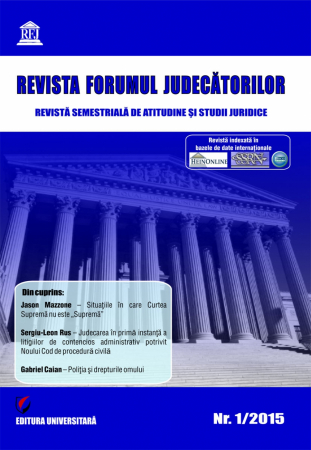 Publicații științifice - Revista Forumul Judecatorilor - nr. 1/2015