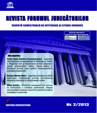Publicații științifice - Revista Forumul Judecatorilor - nr. 2/2013