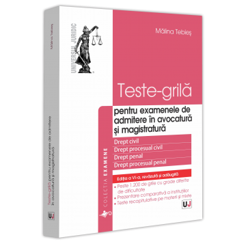 Drept - Teste-grila pentru examenele de admitere in avocatura si magistratura. Drept civil. Drept procesual civil. Drept penal. Drept procesual penal. Editia a VI-a, revazuta si adaugita - Malina Tebies