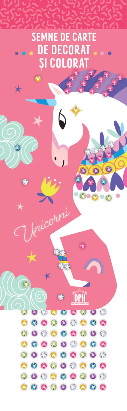 Timp liber - Unicorni (cu strasuri). Semne de carte de colorat