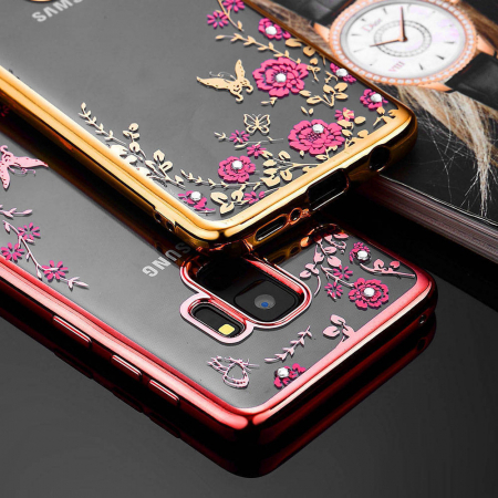 Husa silicon placata si pietricele Samsung A20s - Rose gold [1]
