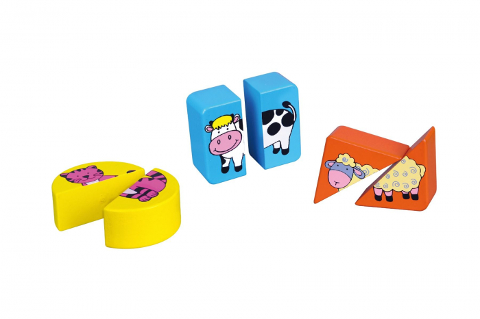 Puzzle din cuburi din lemn cu animale Viga [3]