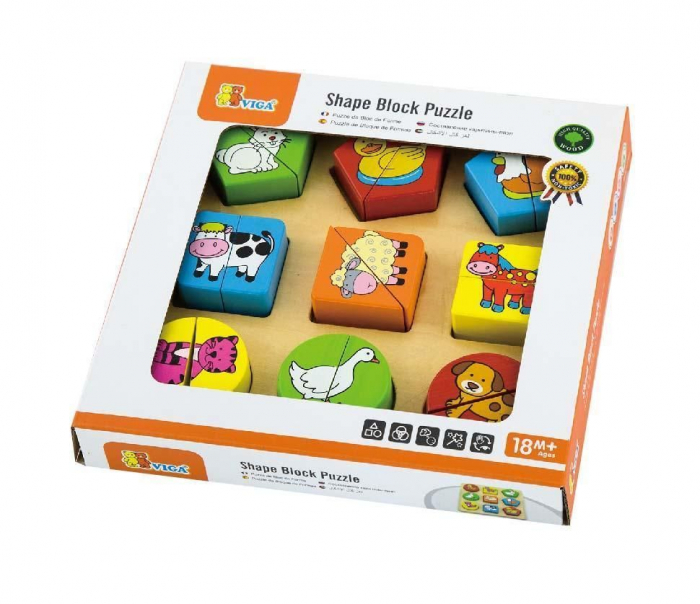 Puzzle din cuburi din lemn cu animale Viga [2]