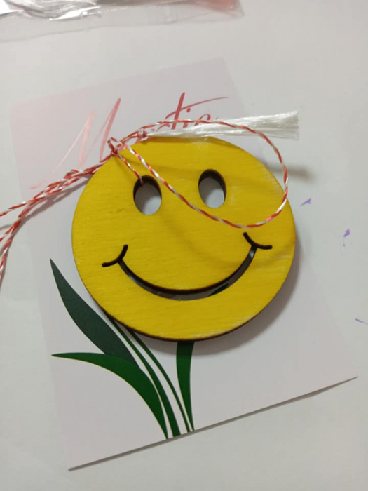 Figurina din lemn fata zambitoare - smiley [2]