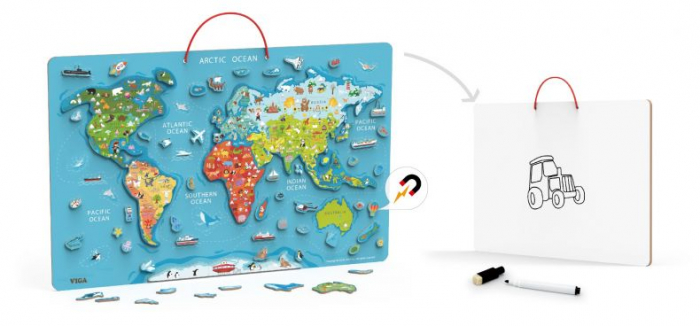 Puzzle magnetic Harta lumii si tabla de scris Viga [2]