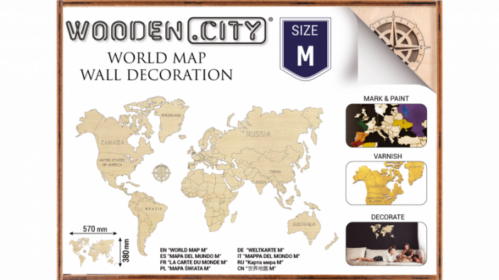 Harta lumii puzzle 3D de perete (M) - Wooden City [6]